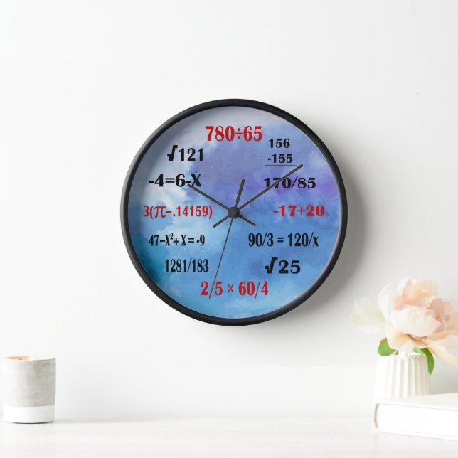 Math Teacher Geek Clock With Formulas & Numbers (Home)
