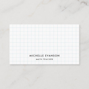 Math Teacher Graph Paper Elegant Professional Business Card