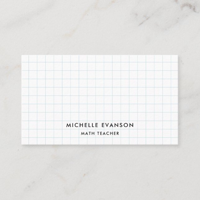 Math Teacher Graph Paper Elegant Professional Business Card (Front)