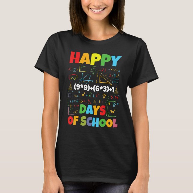 Math Teacher Happy 100th Day of School Equation Te T-Shirt (Front)