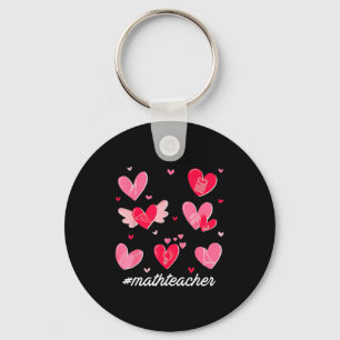 Math Teacher Heart Valentines Day Mathematics Teac Keychain