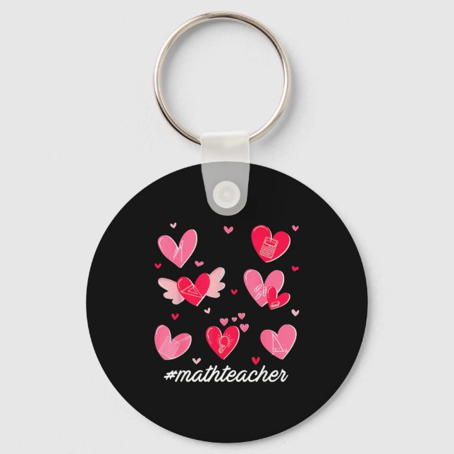 Math Teacher Heart Valentines Day Mathematics Teac Keychain (Front)