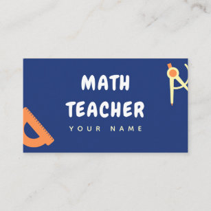 Math Teacher Home Tutor Ruler Calculator Blue  Business Card