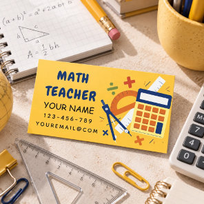 Math Teacher Home Tutor Ruler Calculator Orange  Business Card