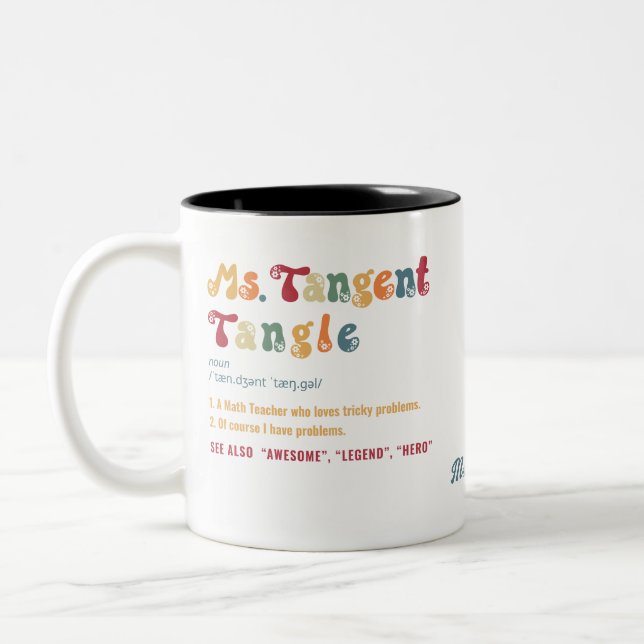 Math Teacher Humor Pun Definition Personalized Two-Tone Coffee Mug (Left)