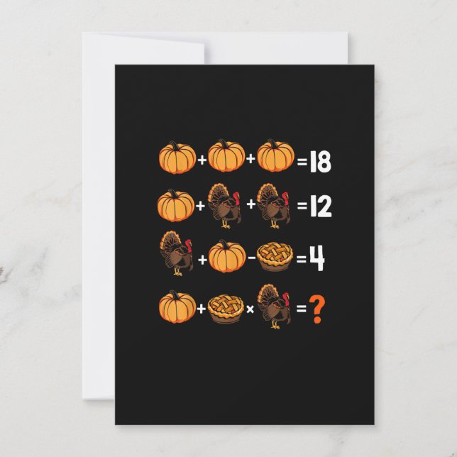Math Teacher Humor Thanksgiving Weekend Order Of O Invitation (Front)