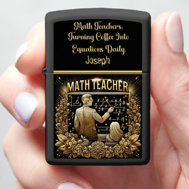 Math Teacher Inspiring Students Zippo Lighter (In Hand)
