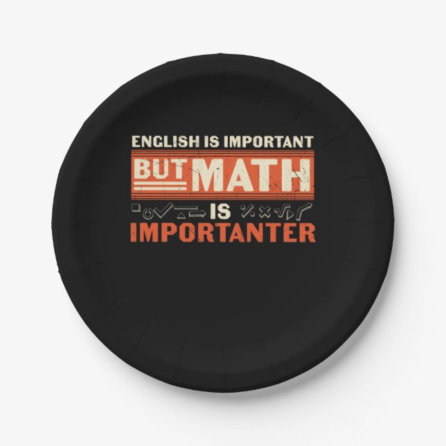 Math Teacher Math Is Importanter Paper Plates (Front)