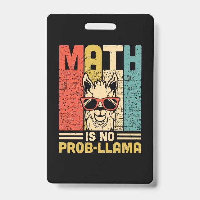 Math Teacher Math Is No Problem Badge (Front)
