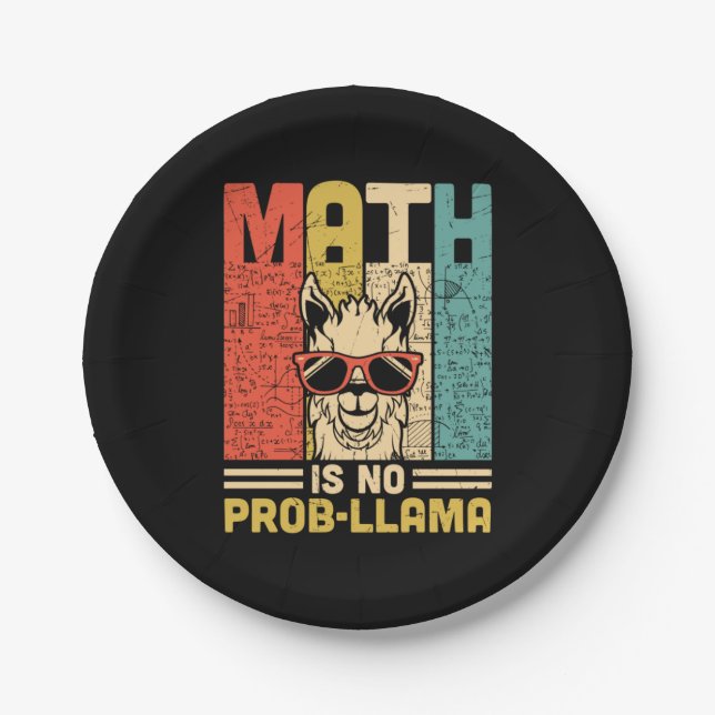 Math Teacher Math Is No Problem Paper Plates (Front)