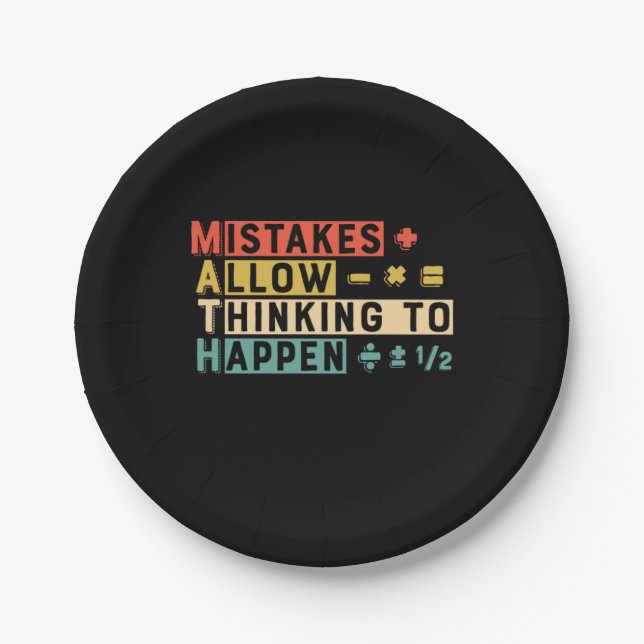 Math Teacher Math Thinking To Happen Paper Plates (Front)