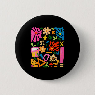 Math Teacher Mathematics Pi Day Boho Floral Back T Button