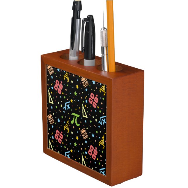Math Teacher - Mathematics Symbols Pattern Desk Organizer (In Situ)