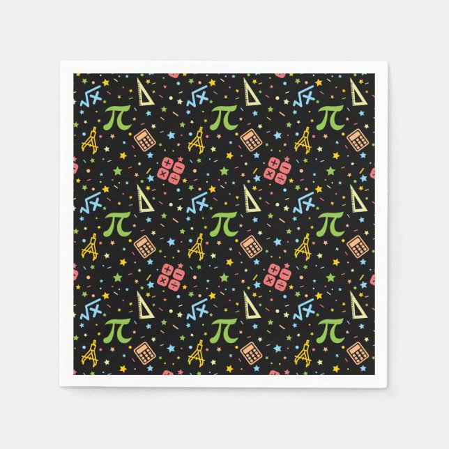 Math Teacher - Mathematics Symbols Pattern Napkins (Front)