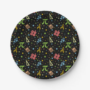 Math Teacher - Mathematics Symbols Pattern Paper Plates