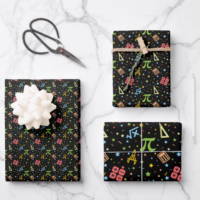 Math Teacher - Mathematics Symbols Pattern Wrapping Paper Sheets (Front)