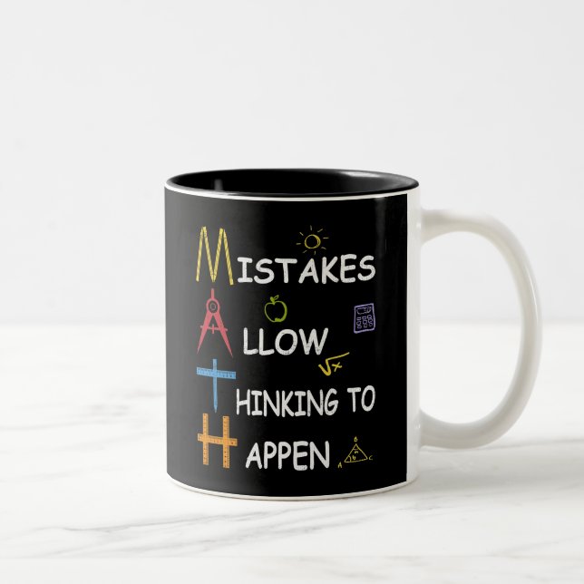 Math Teacher Mistakes Allow Thinking To Happen Two-Tone Coffee Mug (Right)