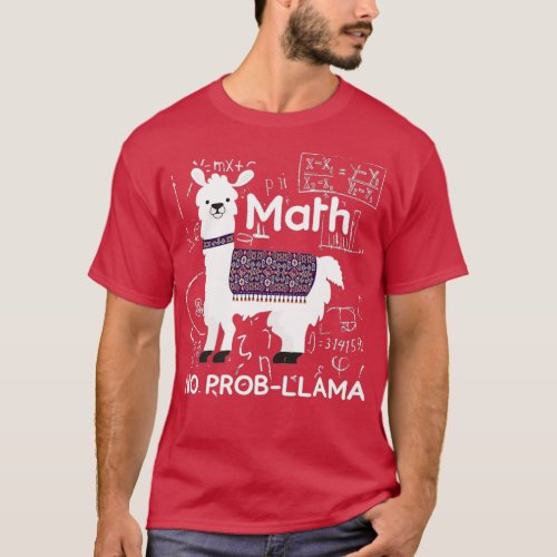 Math Teacher No ProbLlama Llama Math Lover Christm T_Shirt