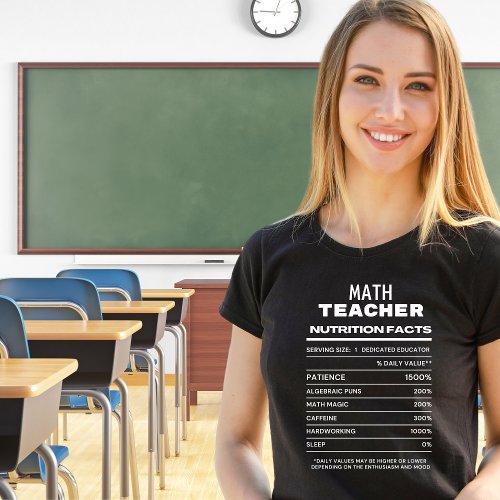 Math Teacher Nutrition Facts Funny T_Shirt