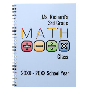 Math Teacher    Personalized Arithmetic Symbols Notebook