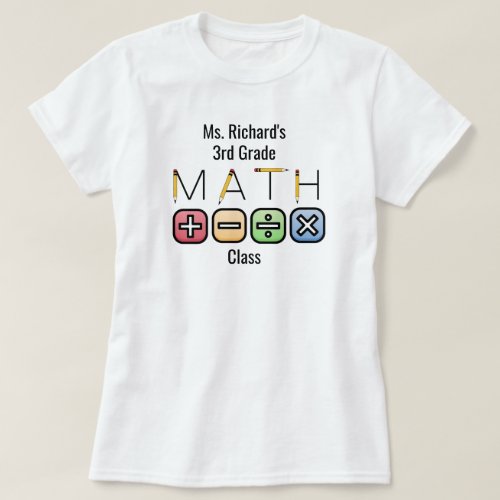 Math Teacher   Personalized Arithmetic Symbols T_Shirt