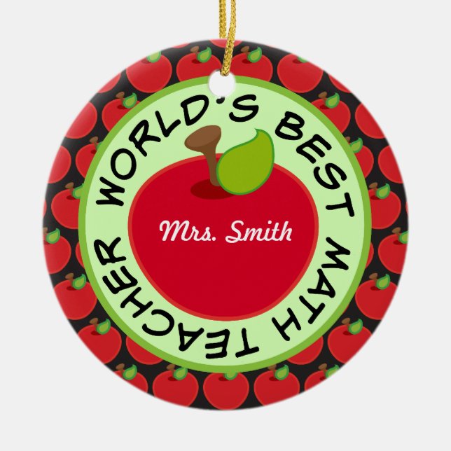 Math Teacher Personalized School Gift Ornament (Front)