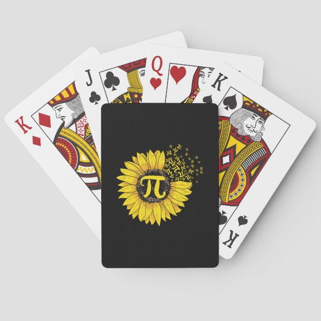 Math Teacher Pi Number Sunflower Poker Cards (Back)