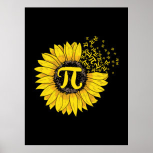 Math Teacher Pi Number Sunflower Poster