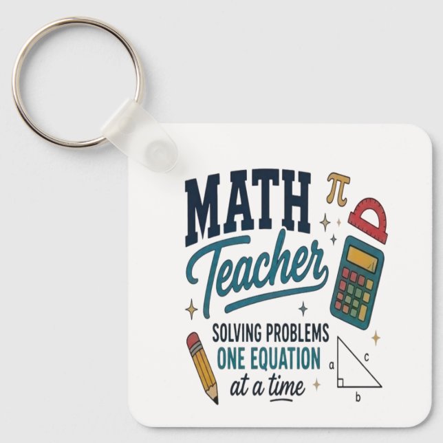 Math Teacher Problem Solver Keychain (Front)