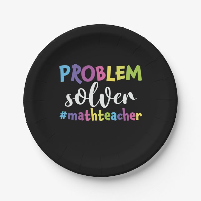 Math Teacher Problem Solver Paper Plates (Front)