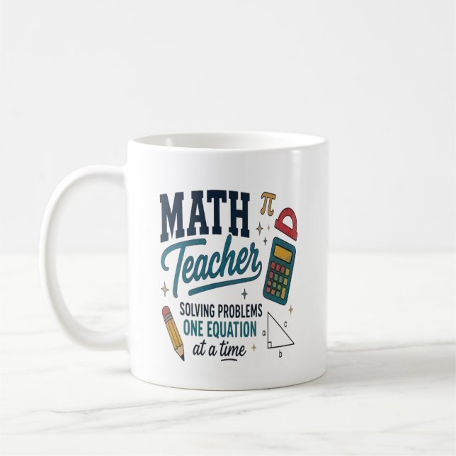 Math Teacher Problem Solver Personalized Name Coffee Mug (Left)
