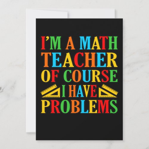 Math Teacher Problems Mathematics Maths Student Thank You Card
