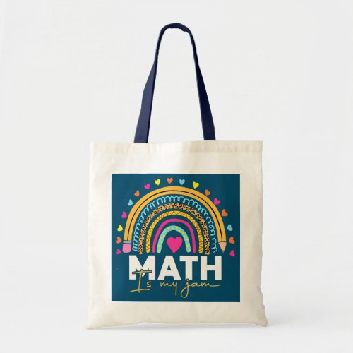 Math Teacher Rainbow Leopard Math Is My Jam Tote Bag
