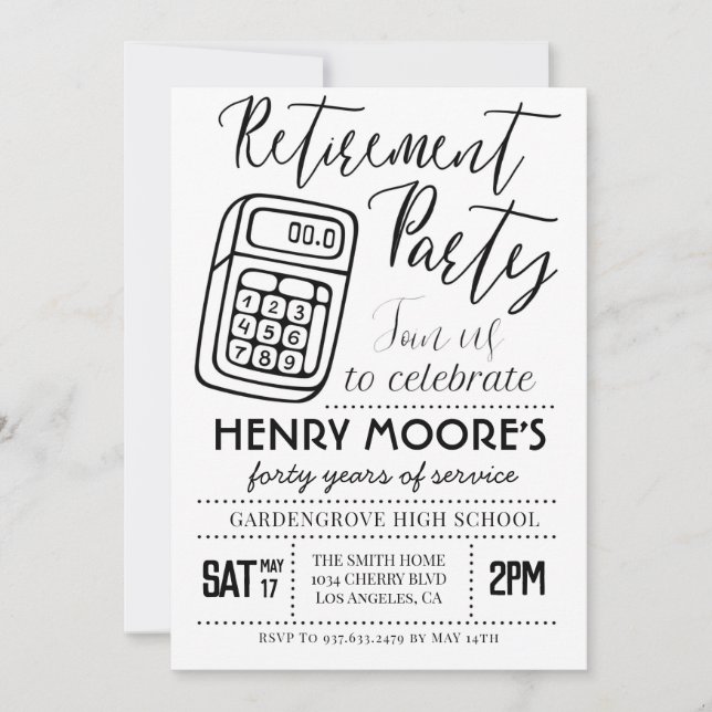 Math Teacher Retirement Party Invitation (Front)
