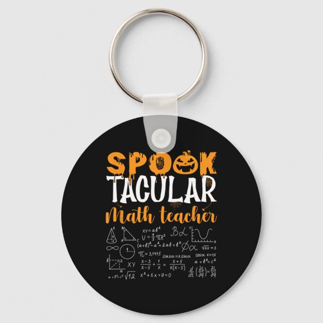 Math Teacher Scary Math Lover Mathematics Hallowee Keychain (Front)