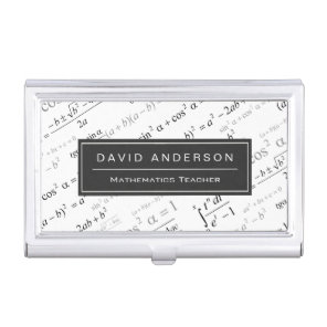 Math Teacher Stylish Mathematics Equations Pattern Business Card Case