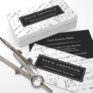 Math Teacher Stylish Mathematics Formulas Pattern Business Card