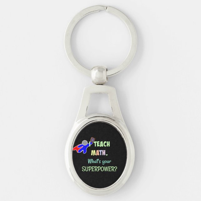 Math Teacher, Superhero Keychain (Front)