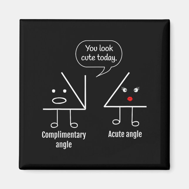 Math Teacher Tee - Complimentary Acute Angle  Magnet (Front)