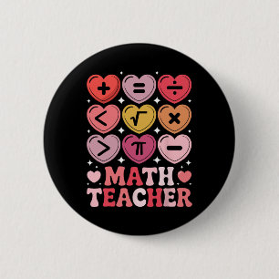 Math Teacher Valentine's Day Math Operation Symbol Button