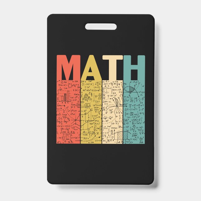 Math Teacher Vintage Math Definition Badge (Front)