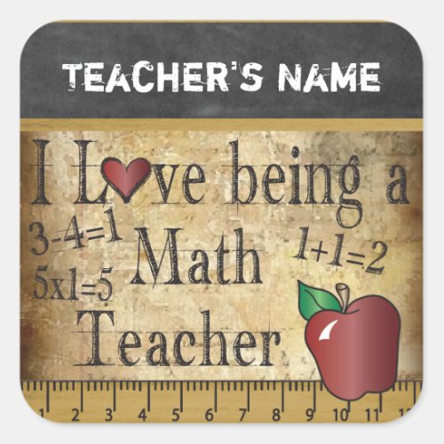 Math Teacher  â _ Vintage Unique Style Square Sticker