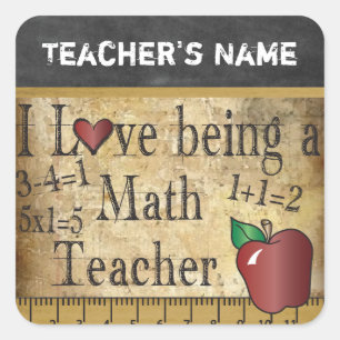 Math Teacher 👩🏫 - Vintage Unique Style Square Sticker