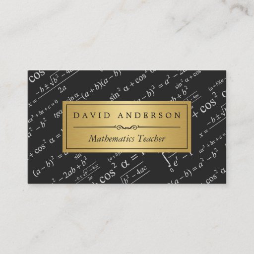 Customizable Math Teacher with Stylish Equations Formulas Double-Sided Standard Business Cards (Pack Of 100)
