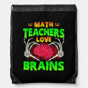 Math Teachers Brains Skeleton Hand Heart Halloween Drawstring Bag