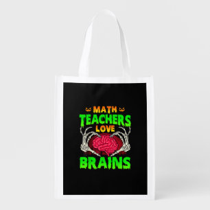 Math Teachers Brains Skeleton Hand Heart Halloween Grocery Bag