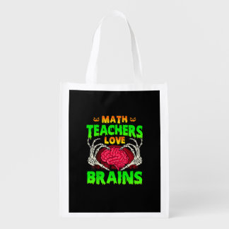 Math Teachers Brains Skeleton Hand Heart Halloween Grocery Bag