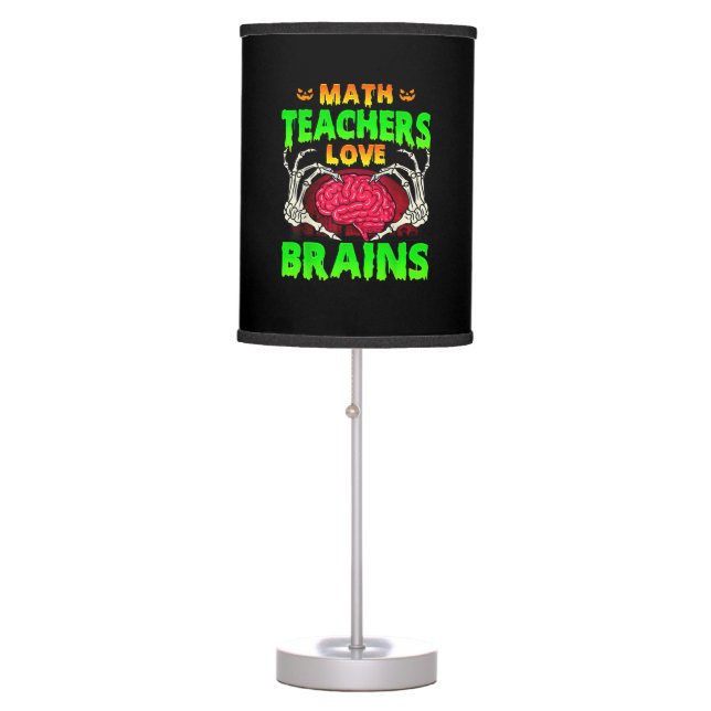 Math Teachers Brains Skeleton Hand Heart Halloween Table Lamp (Front)