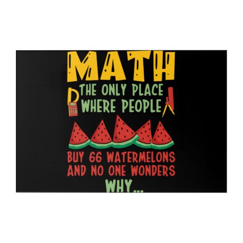 Math The Only Place Where people Buy 66 Watermelon Acrylic Print