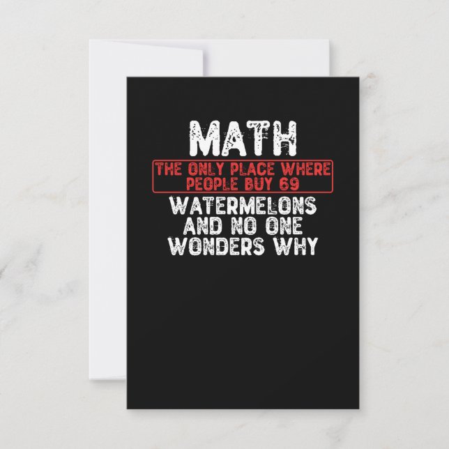 Math. The Only Place Where People Buy 69 Watermelo Thank You Card (Front)